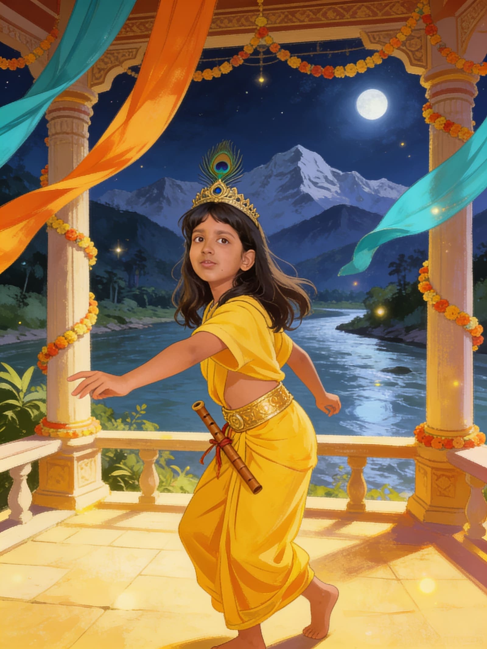 Shreya's Krishna Adventure and the big leaf umbrella — a personalised book for kids, starring Shreya